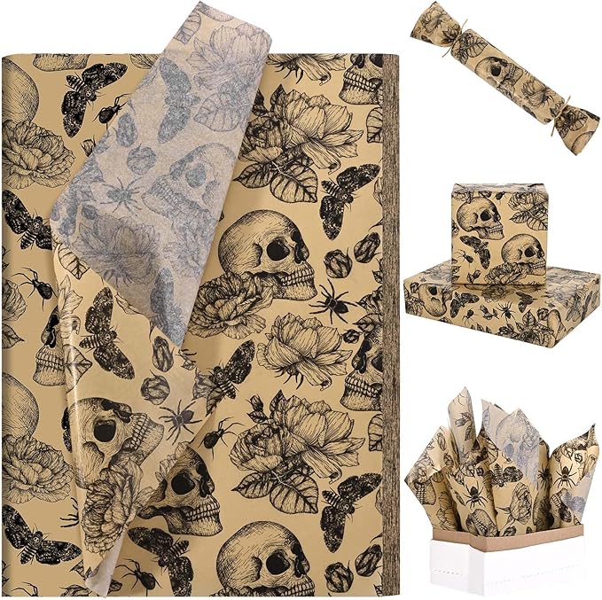 100 Sheets 20 * 14 Inches Vintage Halloween Tissue Paper Kraft Gothic Floral by Bolsome