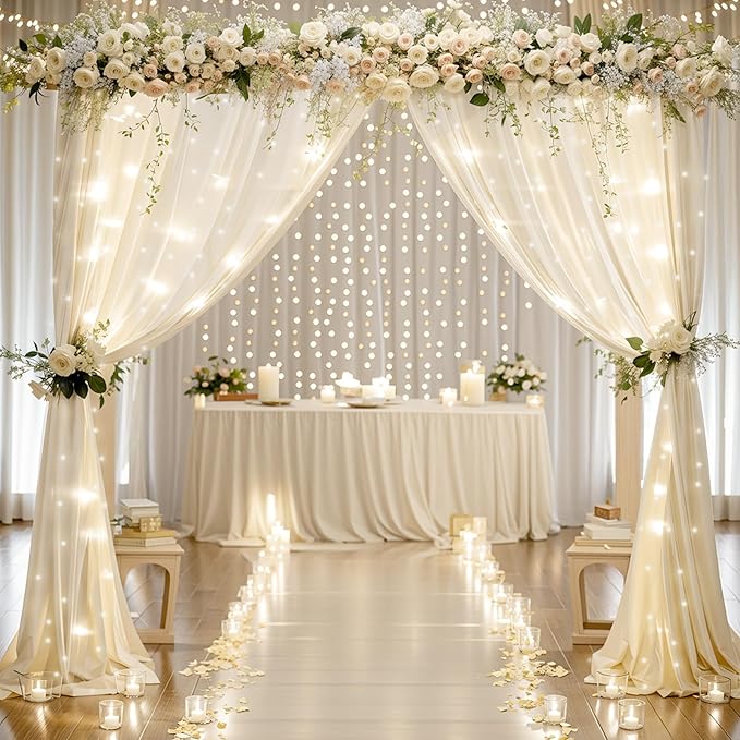 10x10ft Ivory Chiffon Backdrop Curtain - Image 3