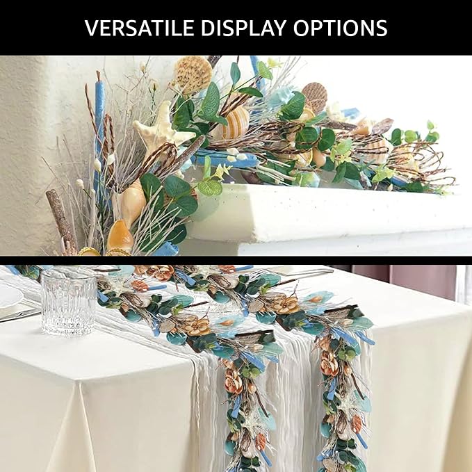 5' Coastal Shell Garland – Handcrafted Holiday Tree Wall Decor - Image 5