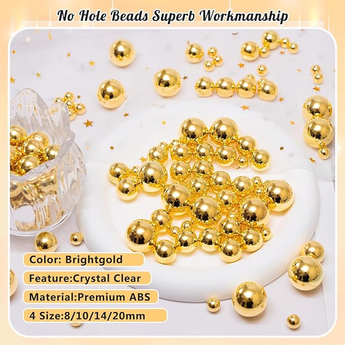300Pcs Pearl Vase Filler, BrightGold No Hole Faux Pearl Beads - Image 3