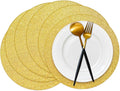 50 Pieces Gold Glitter Paper Place Mats Sparkle Round Disposable Table Mats by Datyiiha