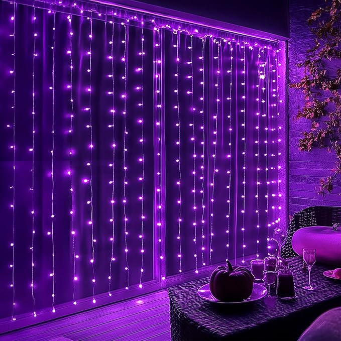Dazzle Bright 300 LED Curtain String Lights, Halloween Fairy Lights - Image 7