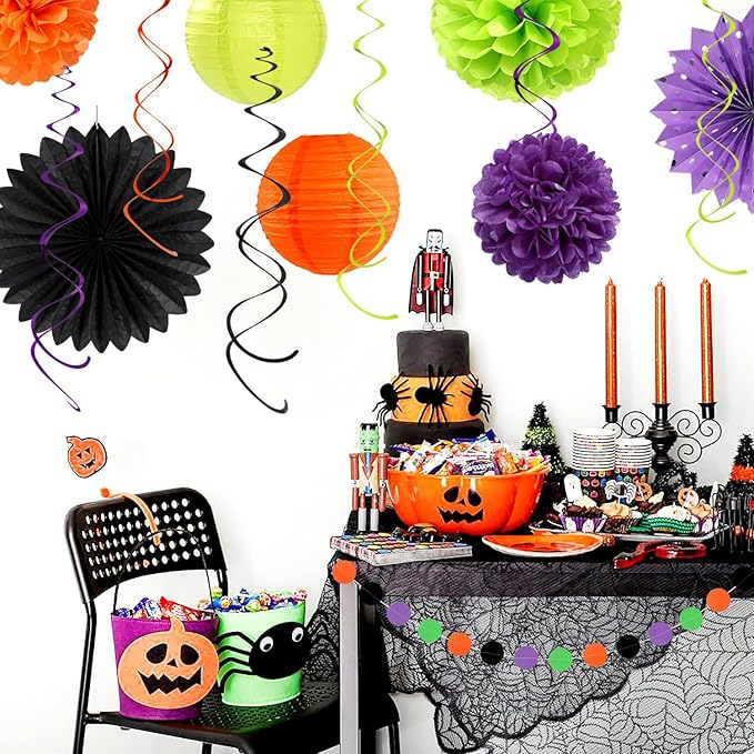 Black-Green Orange-Purple Halloween Birthday Party-Decorations - Image 6