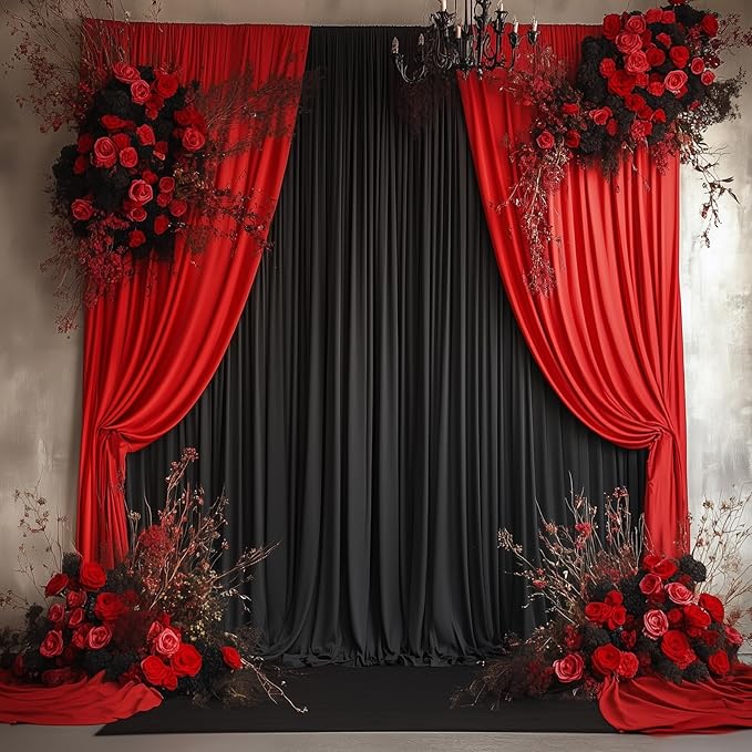 10ftx12ft Wrinkle Free Black Backdrop Curtain, 2 Panels 12FT Height Black - Image 7