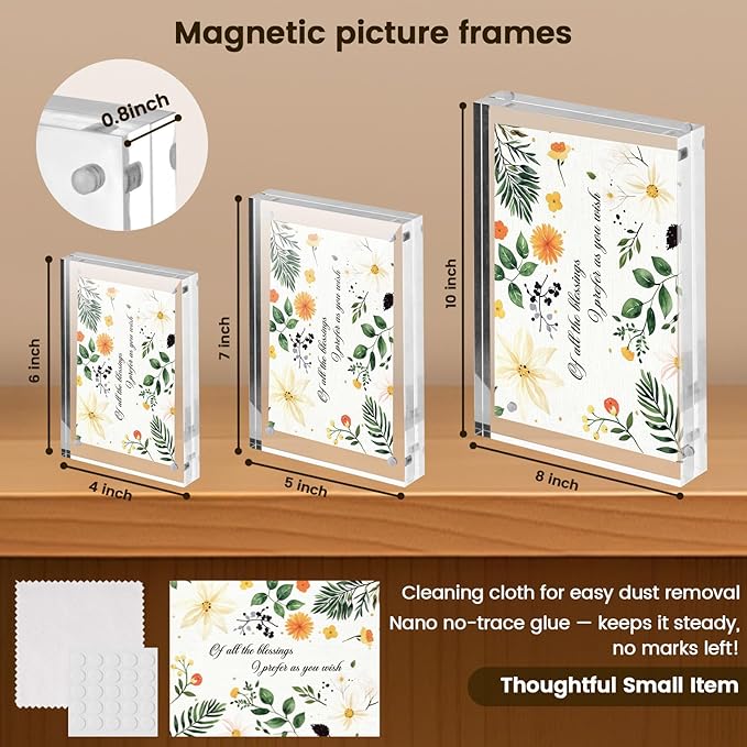 JOHOUSE 5 Pack 5 x 7 Acrylic Picture Frames, Double Sided Magnetic Photo Frames - Image 4
