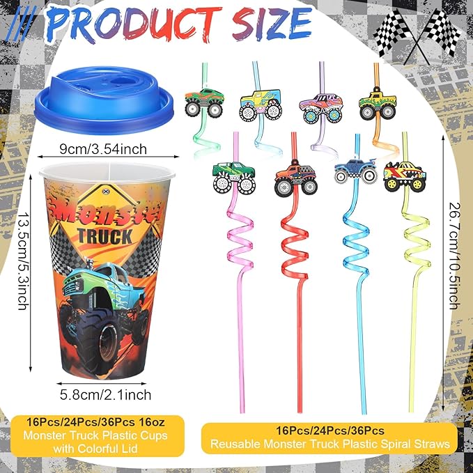 Yungyan 36 Sets Monster Truck Party Favors Goodie Cups - Image 2