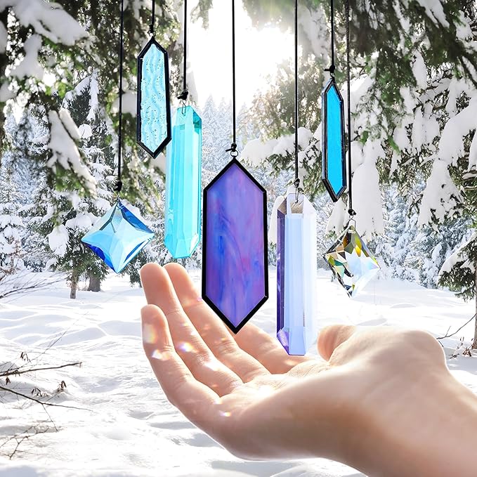 7 Pack Stained Glass Icicle Ornaments - Image 3