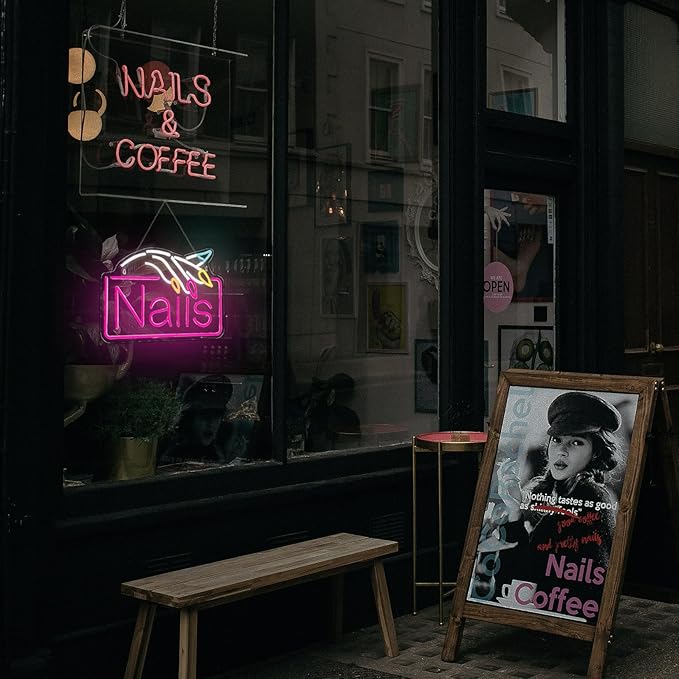 Nails Neon Sign Nail Salon Room Decor Window Wall Art - Image 5