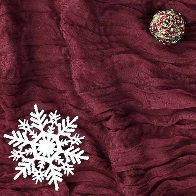 6 Pack Burgundy Table Runner Cheesecloth Gauze Red Table Runner 35x120 Inch - Image 7