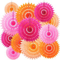 Outus 12 Pcs Hanging Honeycomb Paper Fans Sets, Fiesta Pink and Orange Party by Outus