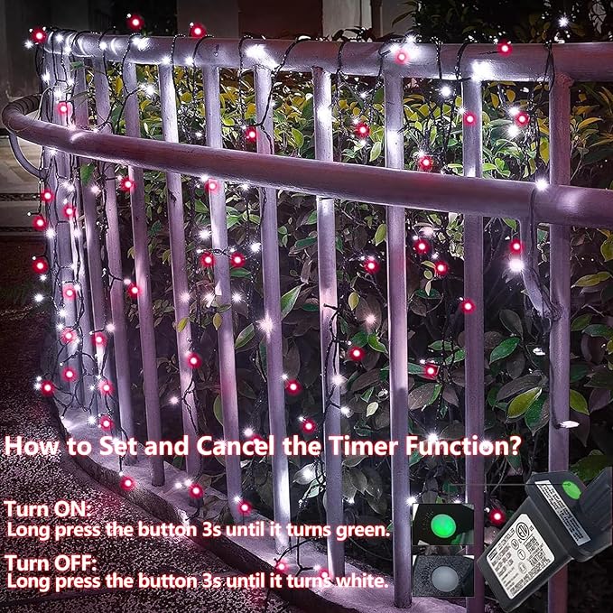 YEGUO 66ft 200 LED Christmas Lights Outdoor Waterproof, 8 Modes Purple String - Image 6