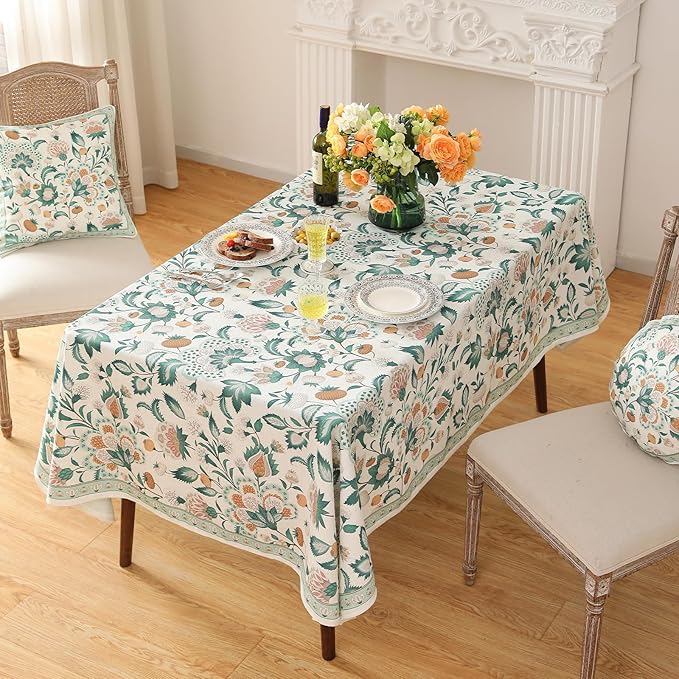 patdrea Designer French Green Small Square Table Cloth, Vintage Italian Floral - Image 8