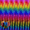 4 Pack Rainbow Fringe Curtain Backdrop, 3.2Ft x 6.6Ft Colorful Metallic Tinsel by Mebiornt