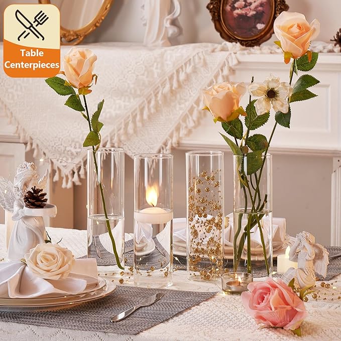 16Pcs Glass Cylinder Bud Vases for Centerpieces, 7.7 In Tall Clear Flower Vases - Image 5