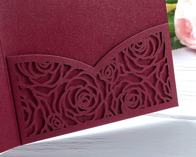 20 Pcs Laser Cut Wedding Invitations Card Pocket - Image 7