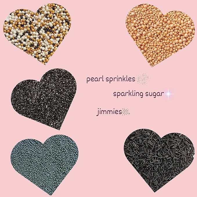 Confect Masquerade Sprinkles Mix – Champagne Gold & Black Pearl Dragees - Image 5