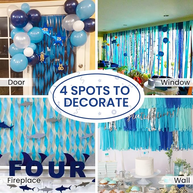 PartyWoo Crepe Paper Streamers 4 Rolls 328ft, Pack of Blue Crepe Paper - Image 5