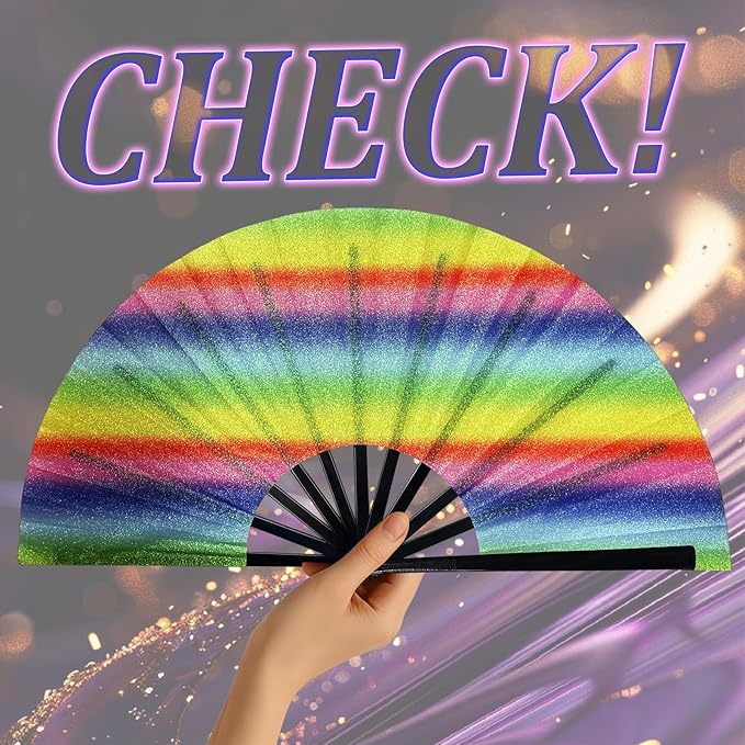 13'' Large Glitter Rave Fan Folding Hand Fans - Image 5