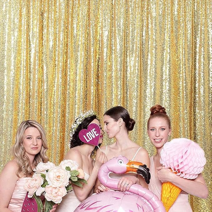 Gold Sequin Backdrop, 5FT x 7FT Sequin Photography Backdrop Curtain - Image 2