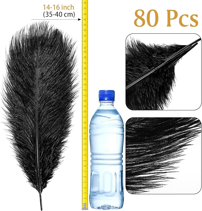 80 Pcs Large Natural Ostrich Feathers Plumes 14-16 Inch Bulk - Image 2