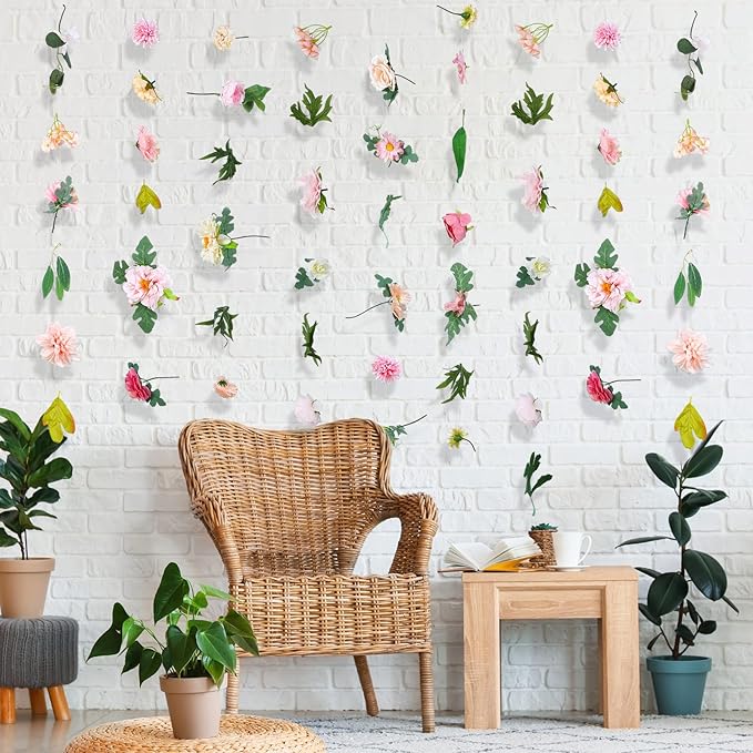 XunYee 6 Pcs 35.4 ft Flower Garlands Hanging Wildflower Backdrop Decoration - Image 5