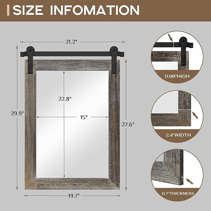 COGOOD Farmhouse Barn Door Mirror - Image 4