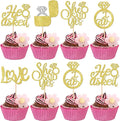 30 PCS He Asked She Said Yes Cupcake Toppers Love I Do Diamond Ring Cupcake by ZHUOWEISM