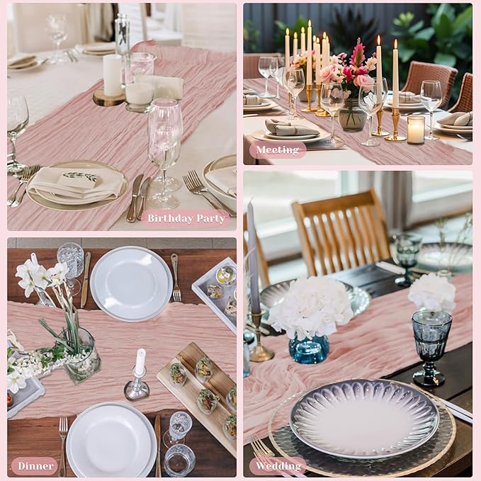 Pink Table Runner, 10Ft 120in Cheesecloth Table Runner, Gauze Rustic Cheese - Image 2