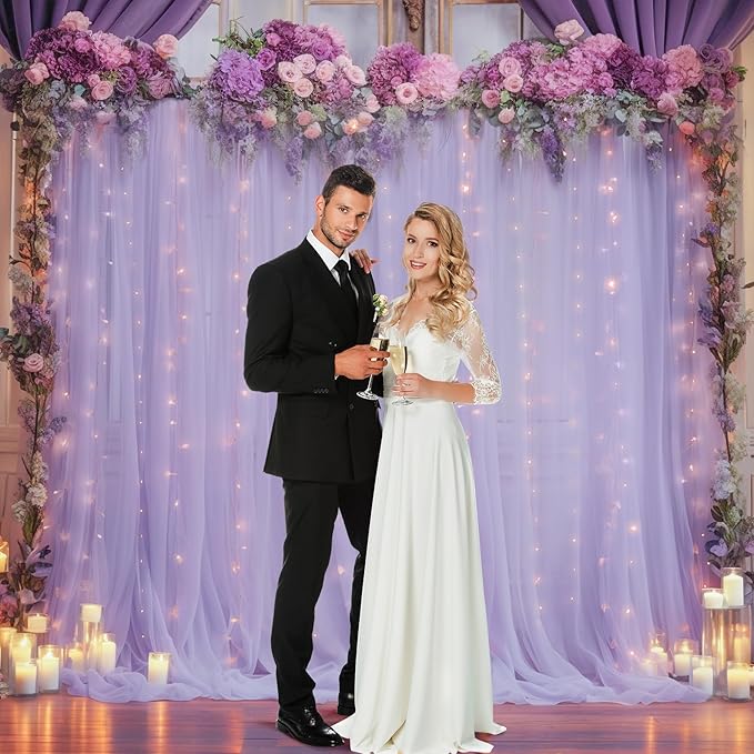10x10ft Purple Tulle Backdrop Curtain - Image 5