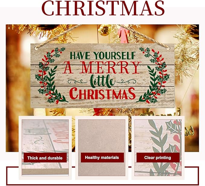 Christmas Door Hanging Sign，Big Wall Wood Winter Decorations Signs，Indoor - Image 6