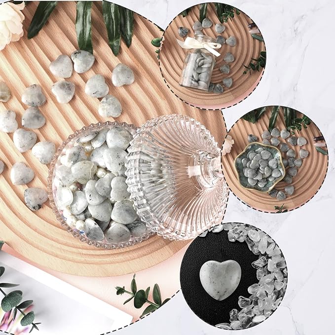 Gerrii 50 Pcs Heart Healing Stone Bulk Quartz Heart Inspirational Stones Gift - Image 5