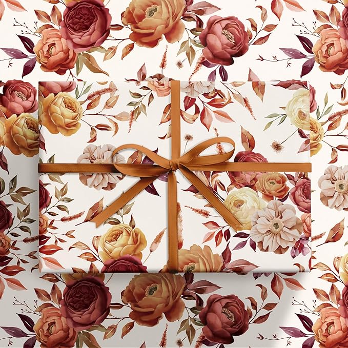 RUSPEPA Fall Floral Wrapping Paper Roll - Image 9