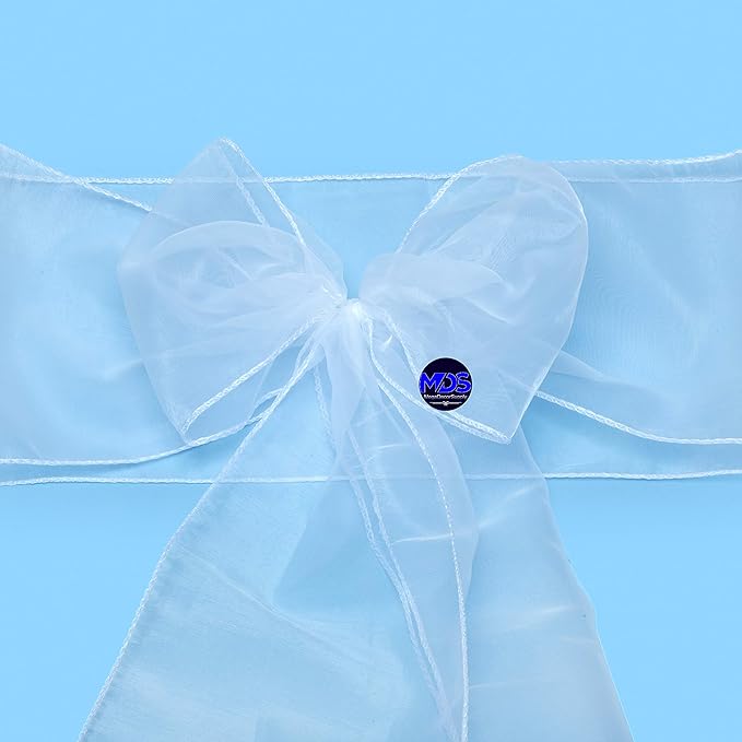 MDS Pack of 25 PCS Organza Chair Sashes Wider Dining Chair Bows Ribbon Tie Back - Image 4