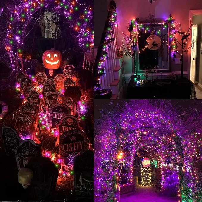 LAMPHOME 33ft Halloween Decorative Mini Lights, 100 LED Clear Wire Fairy Starry - Image 6