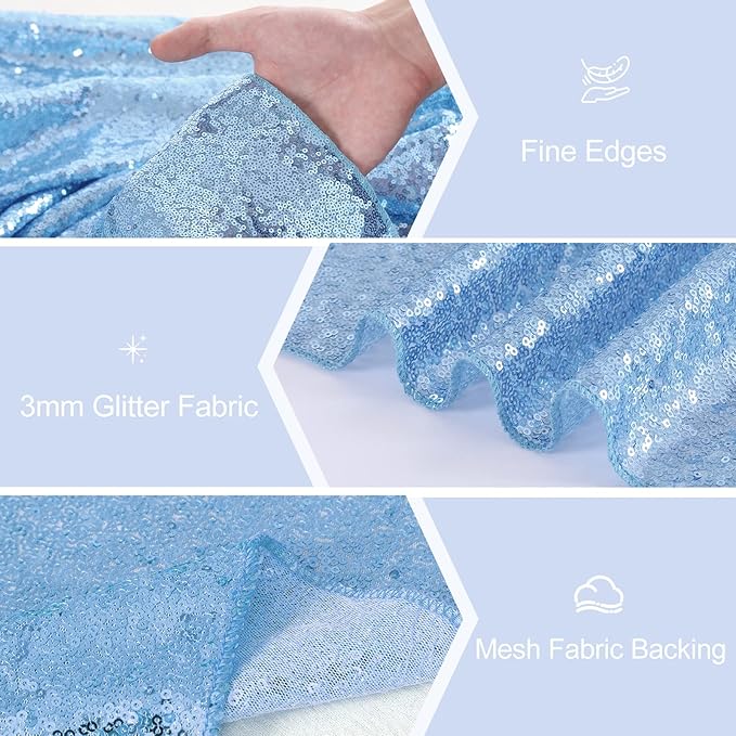 Glitter Sequin Table Runners 10 Pieces 12x108 Inchs Baby Blue Elegant Wedding - Image 6
