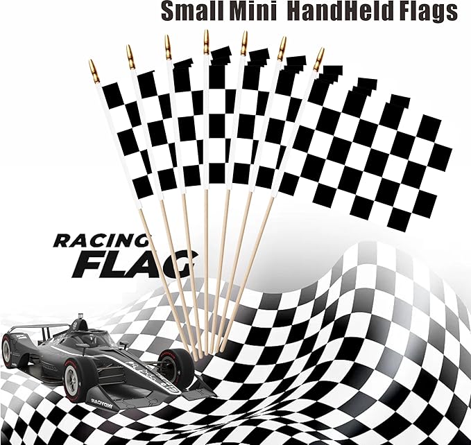 20 Pack Checkered Black and White Racing Mini Stick Flags Small Miniature - Image 5