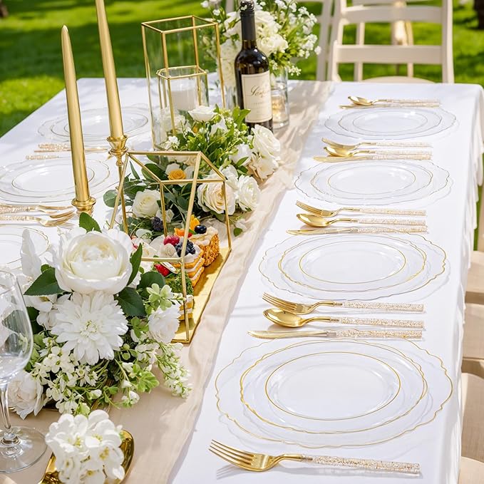 Liacere 150PCS Clear Gold Plastic Plates - Image 3