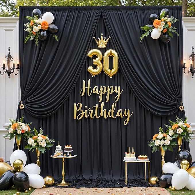 20ftx10ft Wrinkle Free Black Backdrop Curtain - Image 7