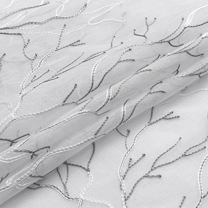 VISIONTEX Sheer Curtains 84 inch Length 2 Panels Set, Decorative Grey Coral - Image 4