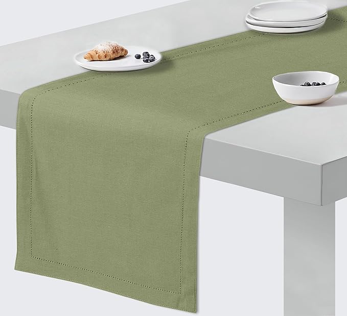 Ruvanti Linen Table Runner 108 Inches, Classic Hemstitch, Non-Slipping - Image 9
