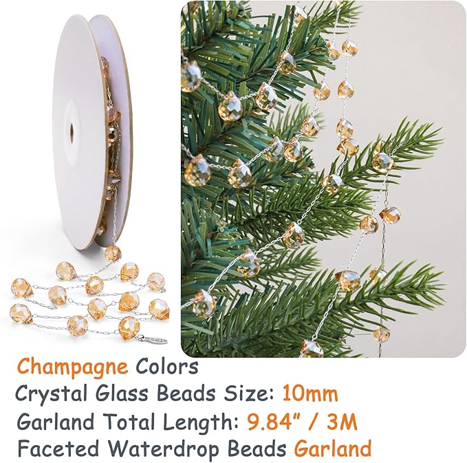 Christmas Garland, 9.8Ft Crystal Glass Beads Strands - Image 2