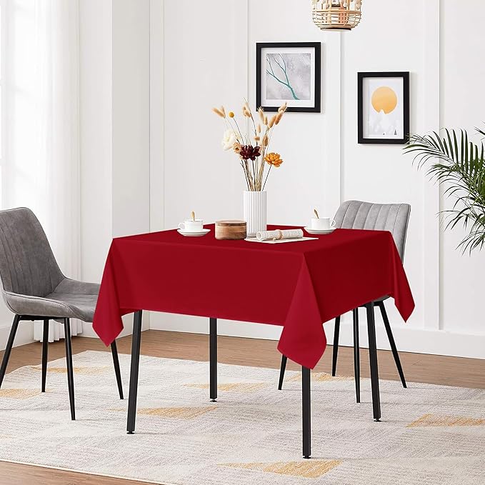 sancua Christmas Red Square Tablecloths 85x85 Inch - Image 3