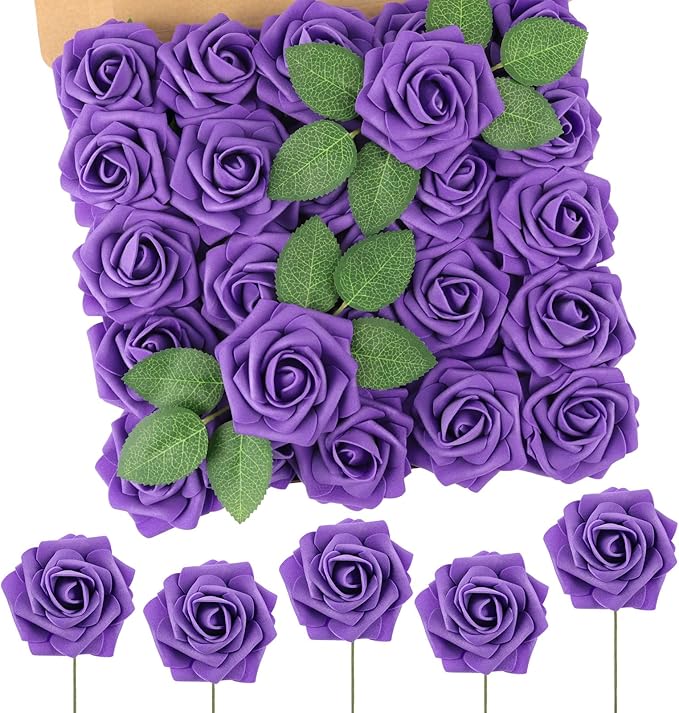 N&T NIETING Fake Flowers Purple Roses by NTNIETING