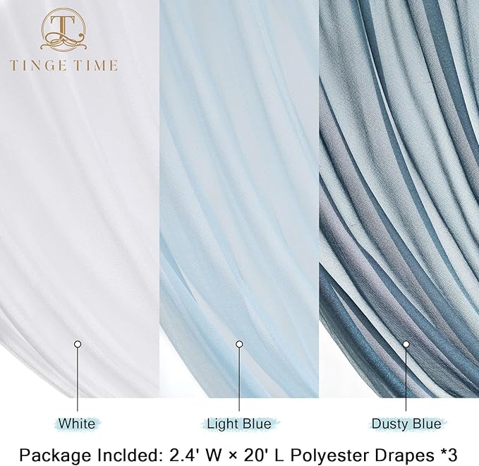 TINGE TIME 3 Panels Wedding Arch Draping Fabric, Wedding Arch Drapes - Image 2