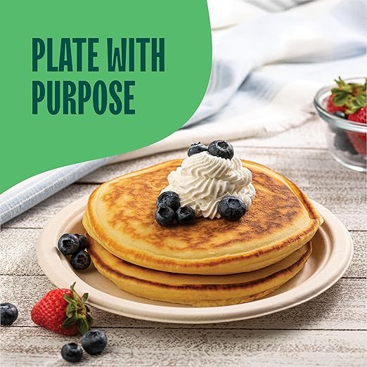 100% Compostable Paper Plates 9 Inch Heavy-Duty Dinner Plates - Image 2
