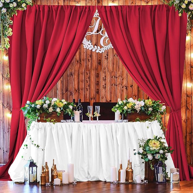 Joydeco Red Backdrop Curtain for Parties, Photography Backdrop Drapes for - Image 2
