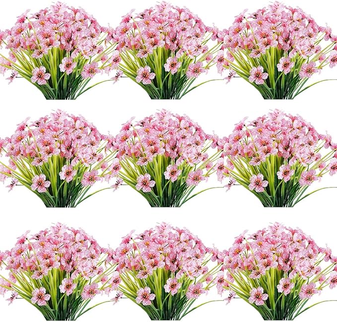 30 Bundles Artificial Flowers Outdoor UV Resistant Fake Flowers No Fade Faux by JEMONG