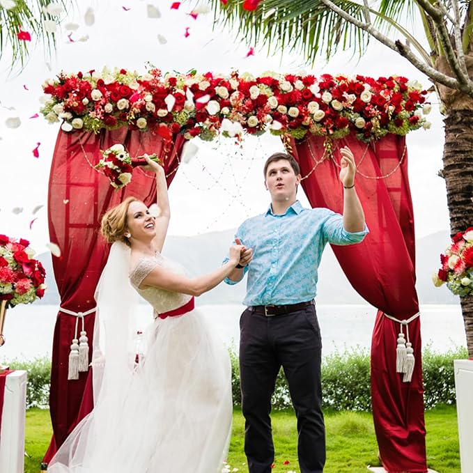 VOK Red Wedding Arch Draping Fabric Chiffon Fabric, 29in x 18Ft 2 Panels Sheer - Image 2