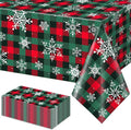 12Pcs Christmas Buffalo Plaid Snowflake Party Tablecloths Decorations, Plastic by JectivsPartyDecorations