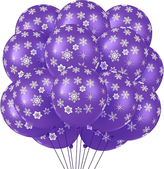 Skylety 40 Pieces Snowflake Balloons Bulk Winter Transparent Snowflake Latex by Skylety